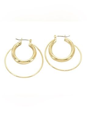 Panacea Cache Polished Gold Double-Hoop Layered Earrings